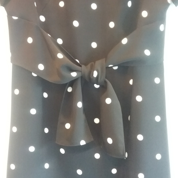 Ann Taylor front tie white dot dress - Picture 2 of 4